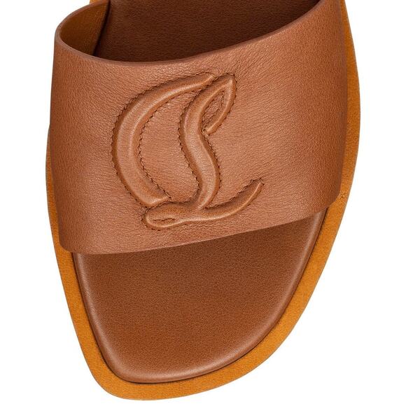 Christian Louboutin CL Mule Flat Cuoio Brown Leather Slide Slip On Sandal 39.5 - Picture 8 of 15